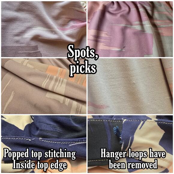 Tori Richard Dress M Stretch Blouson Waist Shirred Dolman Sleeves Abstract Print - Picture 6 of 10